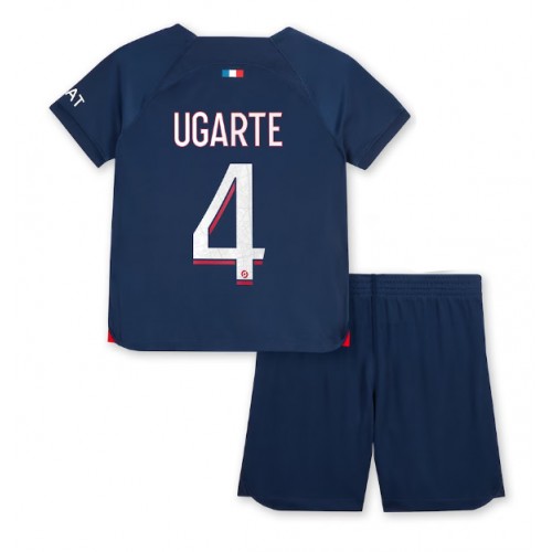 Fotballdrakt Barn Paris Saint-Germain Manuel Ugarte #4 Hjemmedraktsett 2023-24 Kortermet (+ Korte bukser)